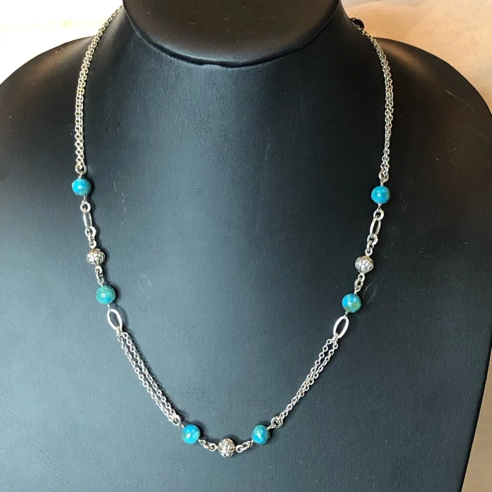 LOIS HILL & MICHAEL DAWKINS Sterling Silver Turquoise Necklace and Earring Set
